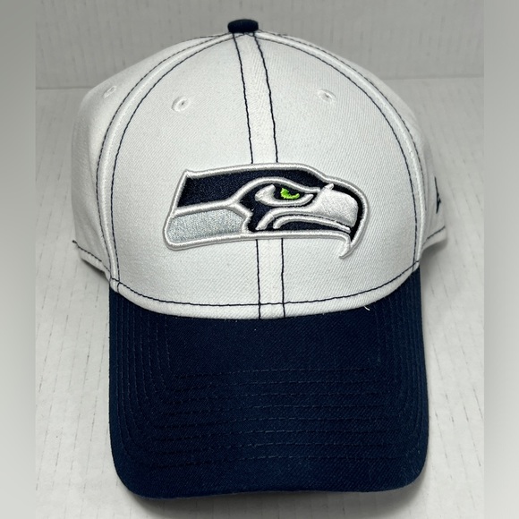 Seattle Seahawks Adjustable Hat New Era 9Forty White Blue OSFM RN11493 CA40289 - Picture 2 of 11